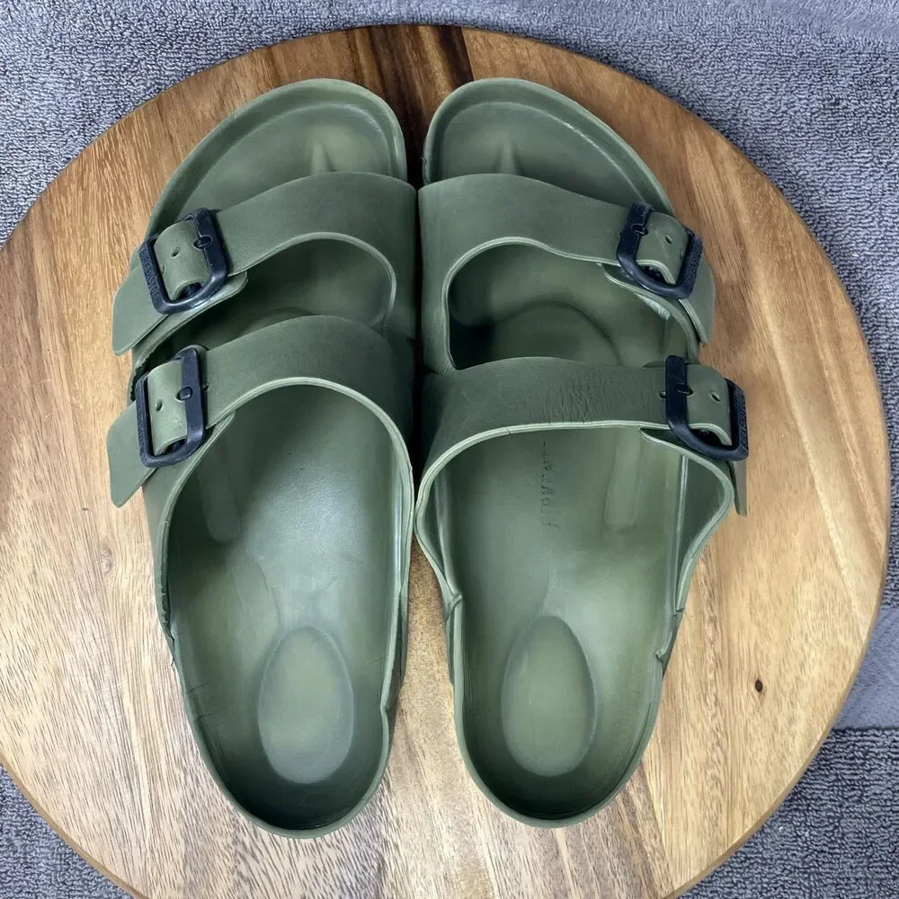 Birkenstock Olive Two-Buckle Slide Sandals — Men's